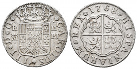 Charles III (1759-1788). 2 reales. 1768. Madrid. PJ. (Cal-617). Ag. 5,51 g. Almost VF. Est...60,00. 


 SPANISH DESCRIPTION: Carlos III (1759-1788)...