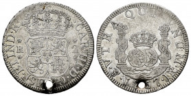 Charles III (1759-1788). 2 reales. 1767. Potosí. JR. (Cal-706). Ag. 6,52 g. Puncture. Scarce. VF. Est...60,00. 


 SPANISH DESCRIPTION: Carlos III ...