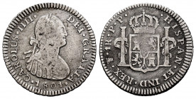 Charles IV (1788-1808). 1 real. 1801. Potosí. PP. (Cal-474). Ag. 3,44 g. Almost VF. Est...40,00. 


 SPANISH DESCRIPTION: Carlos IV (1788-1808). 1 ...