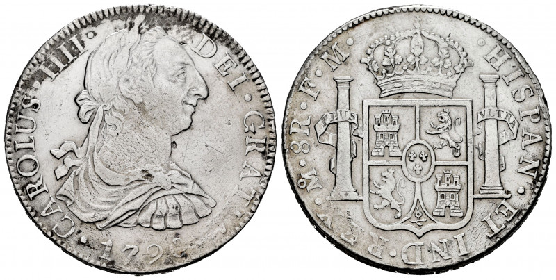 Charles IV (1788-1808). 8 reales. 1790. México. FM. (Cal-952). Ag. 26,84 g. Bust...