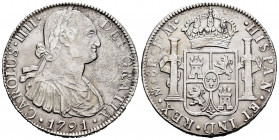 Charles IV (1788-1808). 8 reales. 1791. México. FM. (Cal-953). Ag. 26,39 g. First-year king´s bust. Cleaned rust. Choice F. Est...40,00. 


 SPANIS...