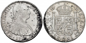 Charles IV (1788-1808). 8 reales. 1791. México. FM. (Cal-953). Ag. 26,83 g. First-year king´s bust. Chop marks. VF. Est...65,00. 


 SPANISH DESCRI...