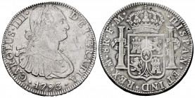 Charles IV (1788-1808). 8 reales. 1793. México. FM. (Cal-955). Ag. 26,77 g. Scratches on obverse. Two Chop marks. Almost VF. Est...50,00. 


 SPANI...