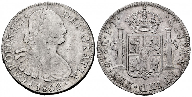 Charles IV (1788-1808). 8 reales. 1802. México. FT. (Cal-975). Ag. 26,83 g. Almo...