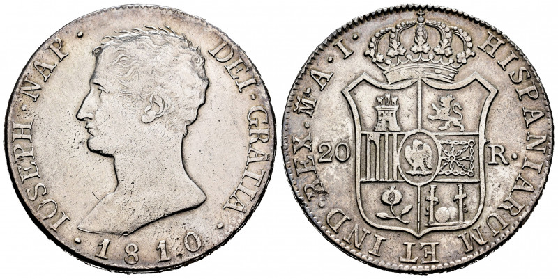 Joseph Napoleon (1808-1814). 20 reales. 1810. Madrid. AI. (Cal-40). Ag. 26,85 g....
