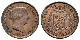 Elizabeth II (1833-1868). 5 centimos de real. 1856. Segovia. (Cal-161). Ae. 1,83 g. Choice VF. Est...35,00. 


 SPANISH DESCRIPTION: Isabel II (183...