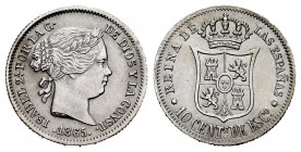Elizabeth II (1833-1868). 10 centimos de escudo. 1865. Sevilla. (Cal-342). Ag. 1,31 g. Minor scratches on obverse. Choice VF/VF. Est...18,00. 


 S...