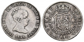 Elizabeth II (1833-1868). 4 reales. 1848. Madrid. CL. (Cal-453). Ag. 5,18 g. Almost VF. Est...35,00. 


 SPANISH DESCRIPTION: Isabel II (1833-1868)...