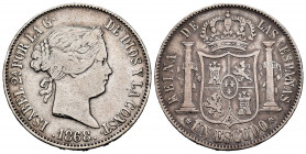 Elizabeth II (1833-1868). 1 escudo. 1868*18-68. Madrid. (Cal-567). Ag. 12,78 g. Two minor nicks on edge. Choice F/Almost VF. Est...25,00. 


 SPANI...