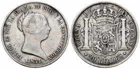 Elizabeth II (1833-1868). 20 reales. 1854. Madrid. (Cal-596). Ag. 25,69 g. Almost VF. Est...70,00. 


 SPANISH DESCRIPTION: Isabel II (1833-1868). ...