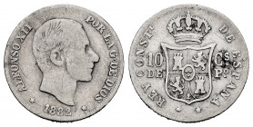 Alfonso XII (1874-1885). 10 centavos. 1882/1. Manila. (Cal-95). Ag. 2,48 g. Overdate. F. Est...40,00. 


 SPANISH DESCRIPTION: Centenario de la Pes...