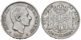 Alfonso XII (1874-1885). 50 centavos. 1881. Manila. (Cal-114). Ag. 12,94 g. Almost VF. Est...50,00. 


 SPANISH DESCRIPTION: Centenario de la Peset...