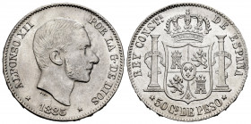 Alfonso XII (1874-1885). 50 centavos. 1885. Manila. (Cal-124). Ag. 12,86 g. Minor nicks on edge. Choice VF/Almost XF. Est...40,00. 


 SPANISH DESC...