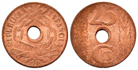 II Republic (1931-1939). 25 cents. 1938. Madrid. (Cal-20). Ae. 4,83 g. AU. Est...20,00. 


 SPANISH DESCRIPTION: II República (1931-1939). 25 cénti...