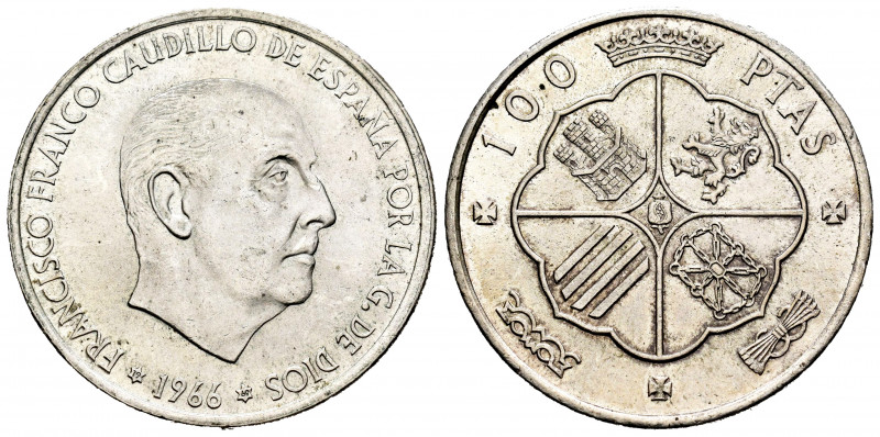 Estado Español (1936-1975). 100 pesetas. 1966*19-69. Madrid. (Cal-149). Ag. 18,9...