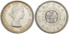 Canada. Elizabeth II. 1 dollar. 1964. Quebec. (Km-58). Ag. 23,17 g. Almost UNC/UNC. Est...25,00. 


 SPANISH DESCRIPTION: Canadá. Elizabeth II. 1 d...