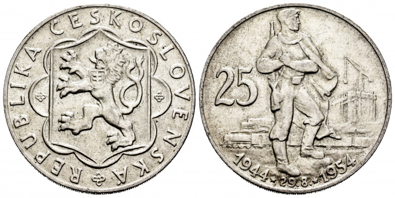 Czechoslovakia. 25 korun. 1954. (Km-41). Ag. 16,03 g. UNC. Est...25,00. 


 S...
