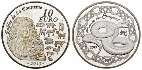France. 10 euros. 2013. Ag. 22,18 g. Year of the snake. Mintage 10.000. PR. Est...25,00. 


 SPANISH DESCRIPTION: Francia. 10 euros. 2013. Ag. 22,1...