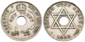 British West Africa. George V. 1 penny. 1929. (Km-9). 9,18 g. Almost VF. Est...25,00. 


 SPANISH DESCRIPTION: British West Africa. George V. 1 pen...