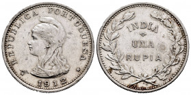Portuguese India. 1 rupee. 1912/1. (Km-18). Ag. 11,68 g. Clear overdate. Almost VF. Est...30,00. 


 SPANISH DESCRIPTION: India Portuguesa. 1 rupee...