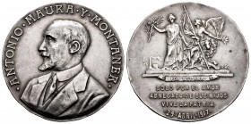Medal. April 29th, 1917. Anv.: · Antonio · Maura · Y · Montaner · . Ag. 25,35 g. Minor nicks on edge. Choice VF. Est...50,00. 


 SPANISH DESCRIPTI...