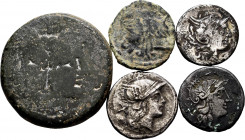 Lot of 5 coins of the Roman Republic, 3 denarius and 2 bronzes. TO EXAMINE. F/Choice F. Est...100,00. 


 SPANISH DESCRIPTION: Lote de 5 monedas de...