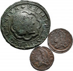 Lot of 3 coins, Ardite (2) and 4 maravedis with a counterstamp 8 maravedis. TO EXAMINE. VF/Choice VF. Est...30,00. 


 SPANISH DESCRIPTION: Lote de...