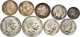 Lot of 9 coins of Elizabeth II and Alfonso XII from Manila. Different values and years 1868, 1881, 1882, 1883, 1884 and 1885. Some scarce. Interesting...
