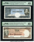 Australia Commonwealth of Australia Reserve Bank 5; 10 Pounds ND (1960-65) Pick 35a; 36 Two Examples PMG Choice Extremely Fine 45 (2). 

HID0980124201...