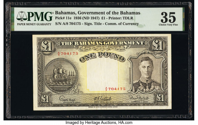 Bahamas Bahamas Government 1 Pound 1936 (ND 1947) Pick 11e PMG Choice Very Fine ...