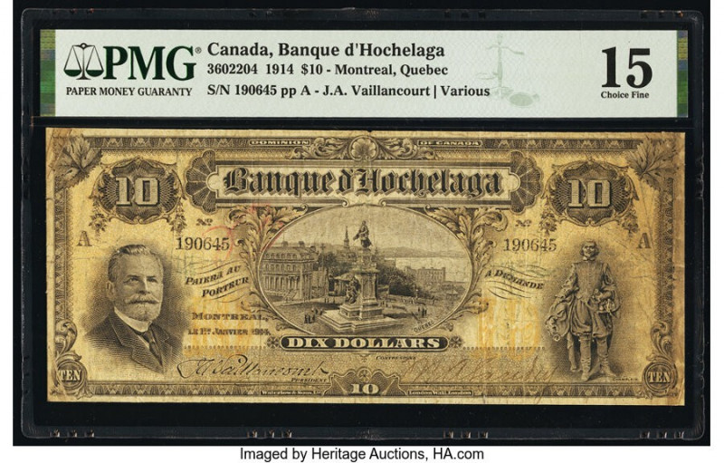 Canada Montreal, PQ- Banque d'Hochelaga $10 1.1.1914 Pick S807 Ch.# 360-22-04 PM...