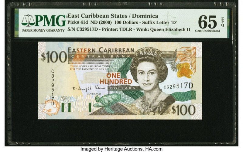 East Caribbean States Central Bank, Dominica 100 Dollars ND (2000) Pick 41d PMG ...