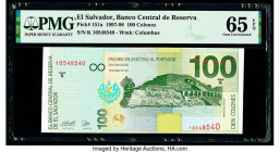 El Salvador Banco Central de Reserva de El Salvador 100 Colones 18.4.1997 Pick 151a PMG Gem Uncirculated 65 EPQ. 

HID09801242017

© 2020 Heritage Auc...