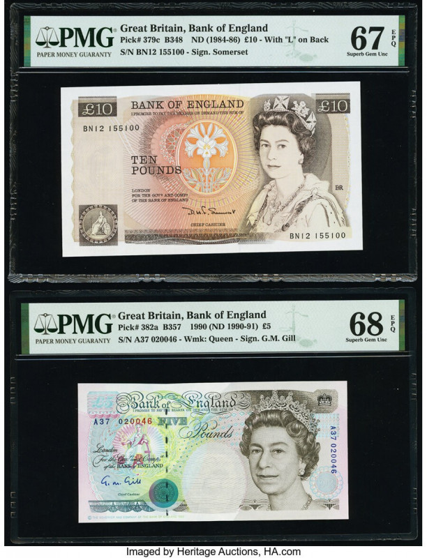Great Britain Bank of England 10; 5 Pounds ND (1984-91) Pick 379c; 382a Two Exam...