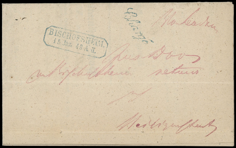 Vorphilatelie
Baden
1847/48, sehr seltener grenzüberschreitender Behändigungss...