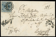 Markenausgaben
Bayern
1849, 3 Kreuzer blau, Type I, tieffarbiges und allseits besonders breitrandiges Kabinettstück (allseits sichtbare Trennungslin...