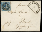 Markenausgaben
Bayern
1850, 3 Kreuzer blau, Type II, Kabinettstück mit idealem gMR "388" (minimal ölig) und Aufgabe-HKS "WILHERMSDORF 1 1" auf volls...