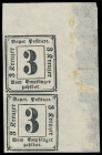 Portomarken
Bayern
1870, 3 Kreuzer schwarz, senkrechtes Paar aus der rechten oberen Bogenecke (dort - weit außerhalb der Markenbilder - teils hell),...