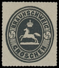 Markenausgaben
Braunschweig
1865, Wappen-Ausgabe: 1/3 Groschen schwarz, perfekt zentriertes, postfrisches Luxusstück, sowie 1 Groschen rot bis 3 Gro...