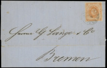 Markenausgaben
Bremen
1863, 2 Grote durchstochen, orange (gelborange), normales Papier, farbfrisches Kabinettstück (ausgabetypisch unregelmäßig durc...