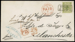 Markenausgaben
Bremen
1863/65, 5 Silbergroschen durchstochen, gelbgrün, sehr farbfrisch, mit sauber aufgesetzten Ra2 „BREMEN 10 12“ auf Briefkuvert ...