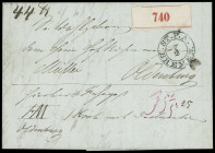 Stempel
Bremen
"ST.P.A. BREMEN. 7 2" sehr sauber auf Paketbegleitbrief (1857) nach Oldenburg, adressiert "Sr. Wohlgeboren dem Herrn Hofküchenmeister...
