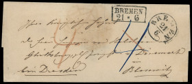 Hannoversche Post in Bremen
Bremen
Postwechselbrief an "Ihre königliche Hoheit, Frau Herzogin von Holstein und Glücksburg, Prinzessin von Dänemark" ...