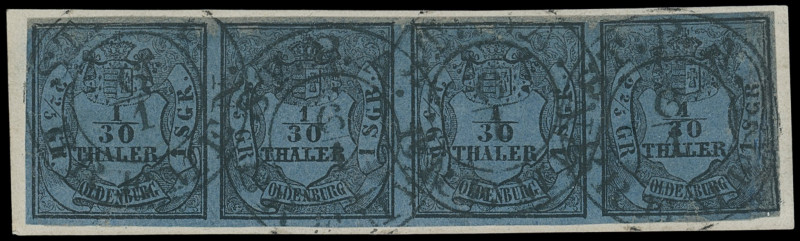 Oldenburgische Post in Bremen
Bremen
1852, 1/30 Thaler, farbfrischer waagerech...