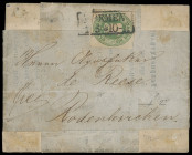 Oldenburgische Post in Bremen
Bremen
1862, Wappenausgabe: 1/3 Groschen durchstochen, minimale Randunebenheiten mit recht sauber aufgesetztem Ra2 "BR...