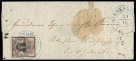 Markenausgaben
Hannover
1851, 1/30 Thaler schwarz auf lachsfarben, farbfrisches und allseits voll- bis breitrandig geschnitten, mit sauber und leich...
