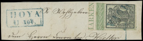 Markenausgaben
Hannover
1856, 1 Gutegroschen grün genetzt, farbfrisch und allseits noch voll- bis breitrandig geschnittenes Oberrandstück mit Bordür...