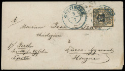 Markenausgaben
Hannover
1856, 1/10 Thaler weit genetzt, Prachtstück mit K2 „GÖTTINGEN 5/7“ auf Brief ins tiefste östliche Ungarn, nach Füzes-Gyarmat...