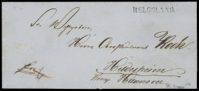 Vorphilatelie
Helgoland
1858, schwarzer L1 "HELGOLAND" sehr sauber und gerade auf Hülle eines Franko-Briefes nach Hildesheim im Königreich Hannover,...