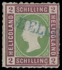 Markenausgaben
Helgoland
1867, 2 Schilling durchstochen, mit sauber und gerade aufgesetztem L1 "HELGOLAND" in seltener blauer Farbe. Trotz kleiner M...